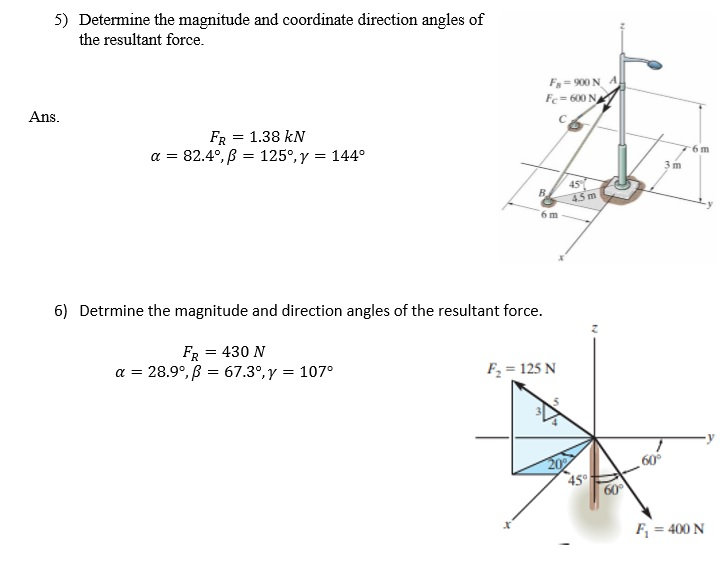 Solved 5) Determine the magnitude and coordinate direction | Chegg.com