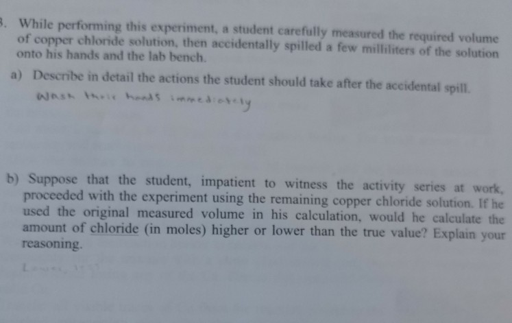 Solved While Performing This Experiment, A Student Carefully 