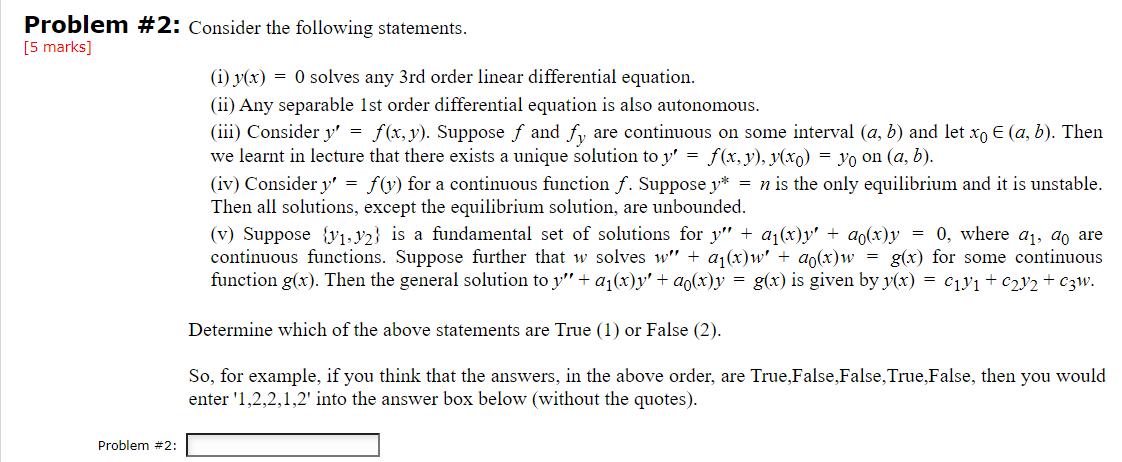 Solved Problem #2: Consider the following statements. [5 | Chegg.com