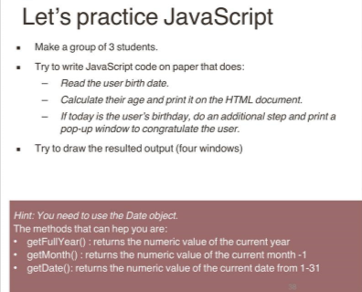 Solved Let's practice JavaScript - Make a group of 3 | Chegg.com