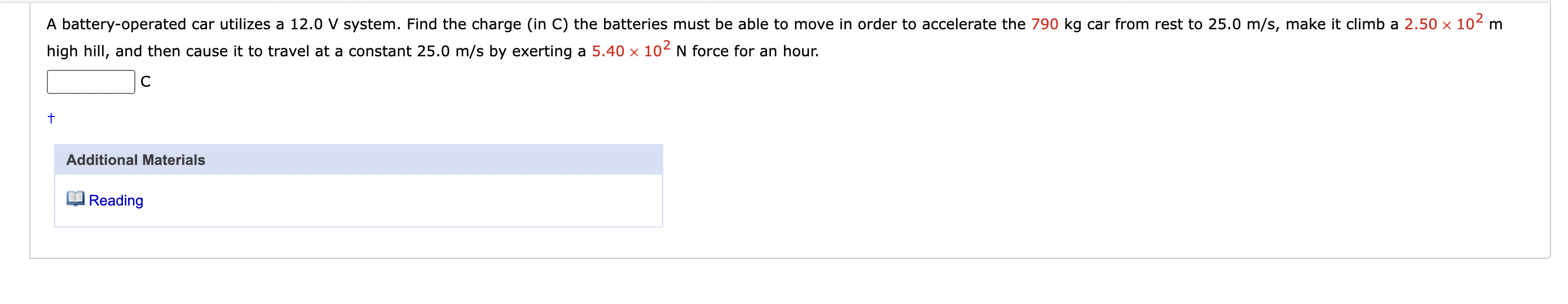 Solved high hill, and then cause it to travel at a constant | Chegg.com