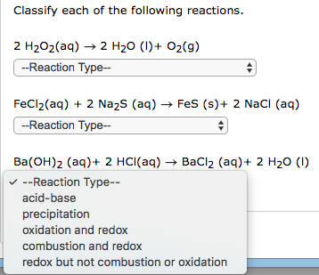 Solved Classify each of the following reactions 2 H2O2(aq) - | Chegg.com