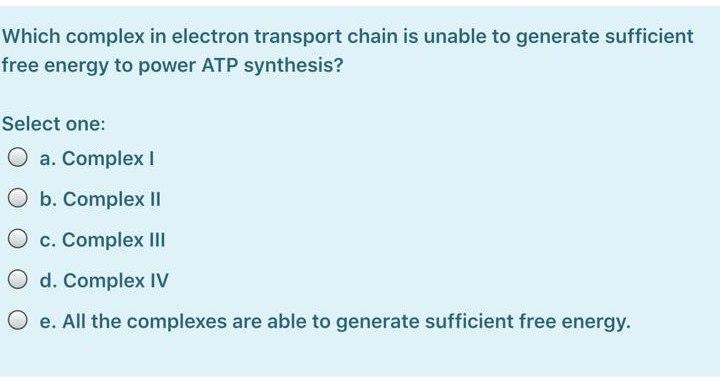 Solved Which complex in electron transport chain is unable | Chegg.com