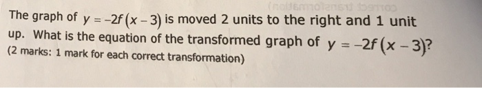 Solved The graph of y 2f (x -3) is moved 2 units to the | Chegg.com