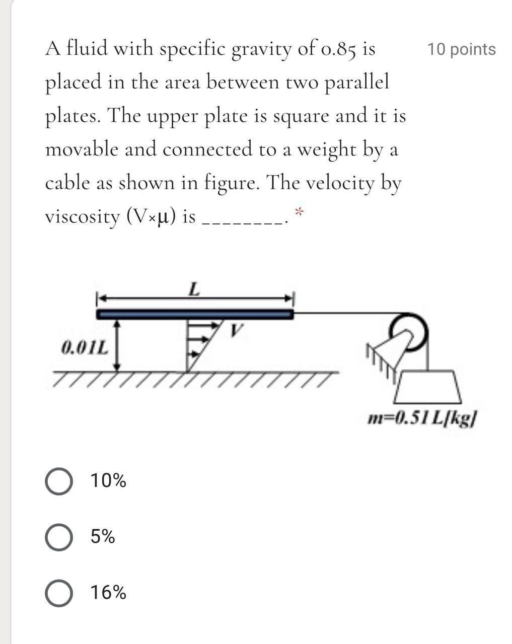 Solved 10 points A fluid with specific gravity of 0.85 is | Chegg.com