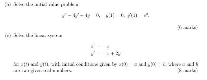 Solved (b) Solve The Initial-value Problem Y" – 4y' + 4y = | Chegg.com