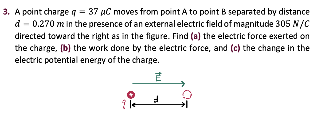 Solved A point charge q=37μC ﻿moves from point A to point B | Chegg.com