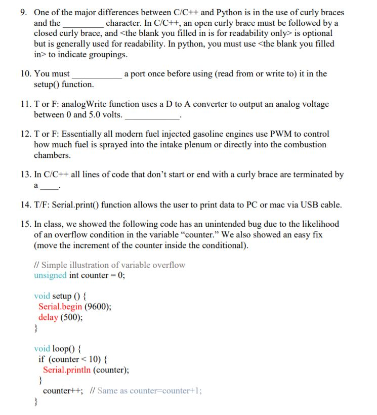 Solved 9. One of the major differences between C/C++ and | Chegg.com