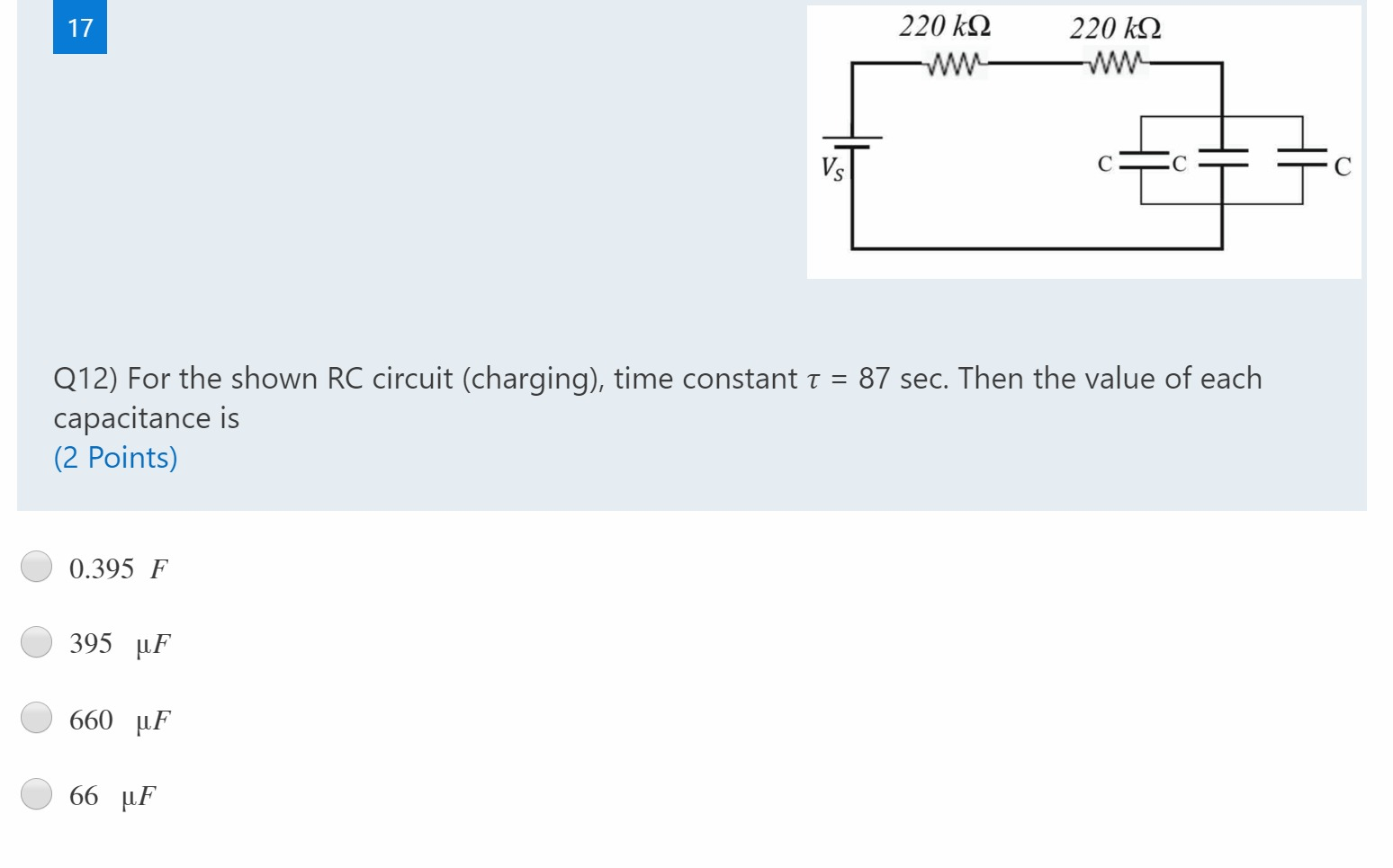 Solved Q11) The graph shown is for the voltage Vc vs. t | Chegg.com