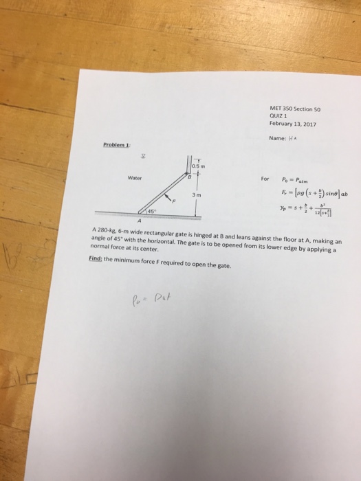 Solved A 280-kg, 6-m Wide Rectangular Gate Is Hinged At B | Chegg.com