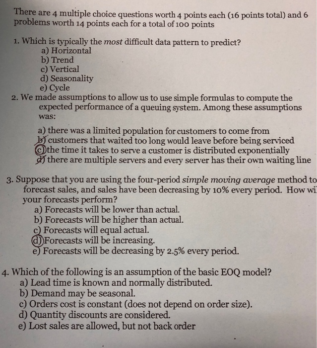 Solved There are 4 multiple choice questions worth 4 points | Chegg.com
