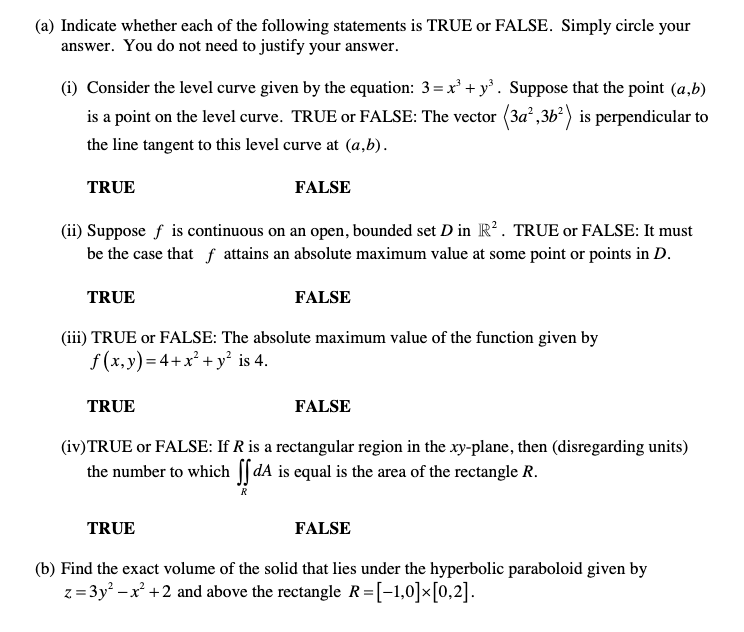 Solved (a) Indicate Whether Each Of The Following Statements | Chegg.com