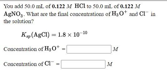 Solved You add 50.0 mL of 0.122 M HCl to 50.0 mL of 0.122 M | Chegg.com