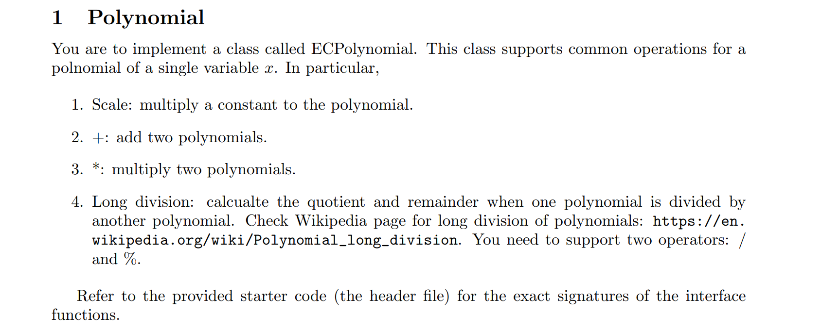 Solved 1 Polynomial You are to implement a class called