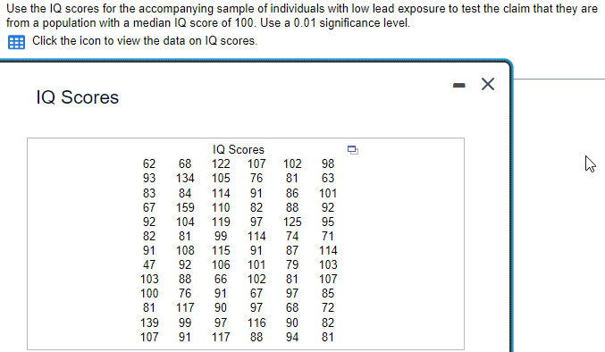 Solved Use the IQ scores for the accompanying sample of | Chegg.com