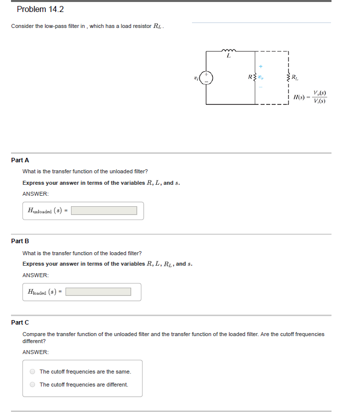 Solved Problem 14.2 Consider the lowpass filter in which