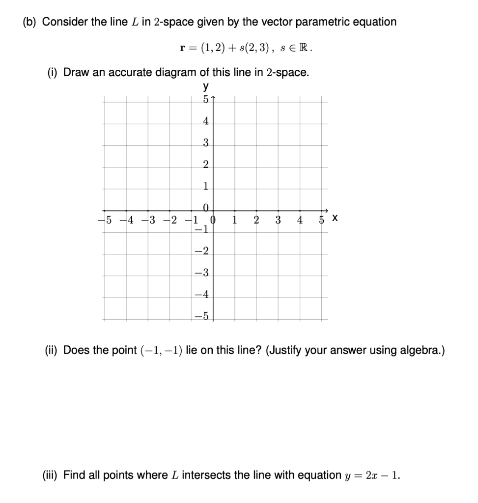 Solved (b) Consider the line L in 2-space given by the | Chegg.com