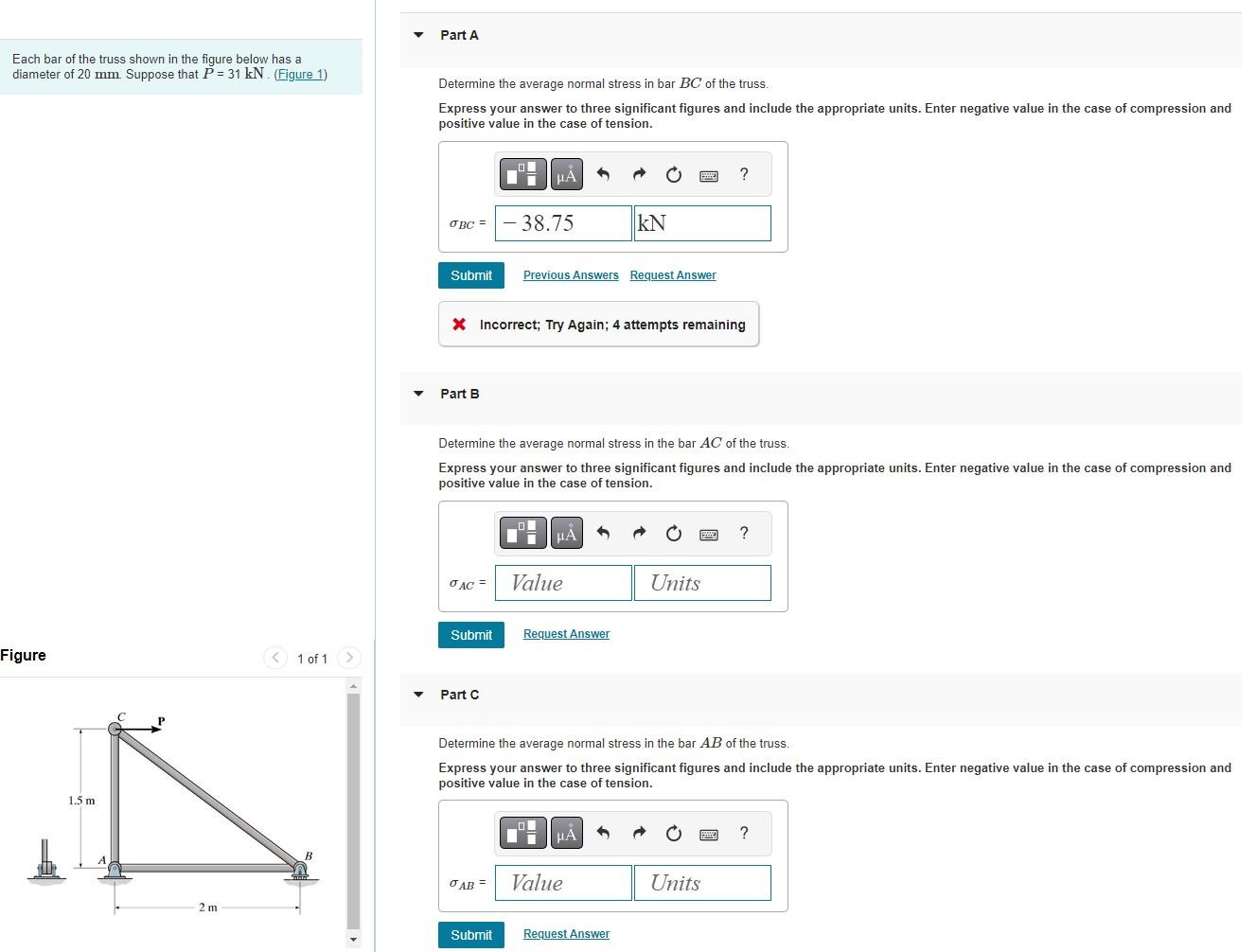 Solved Each bar of the truss shown in the figure below has a | Chegg.com