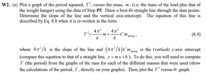 Solved W2. (a) Plot a graph of the period squared, T, versus | Chegg.com
