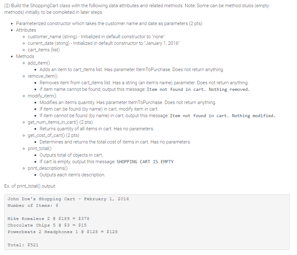 11.25 LAB* Program Online shopping cart (Part 2)