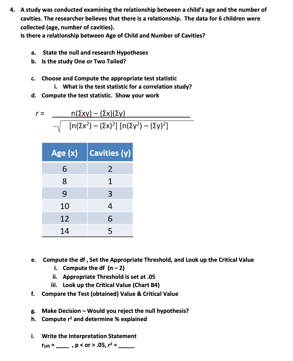 Solved 4. A study was conducted examining the relationship | Chegg.com