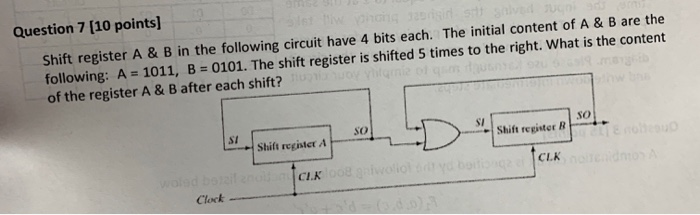 Solved Question 7 [10 points] Shift register A & B in the | Chegg.com