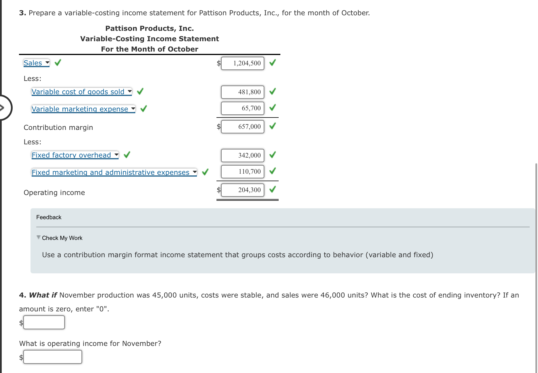 Solved Variable Costing, Value of Ending Inventory, | Chegg.com