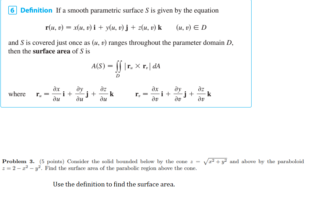 Solved 6 Definition If A Smooth Parametric Surface S Is G Chegg Com