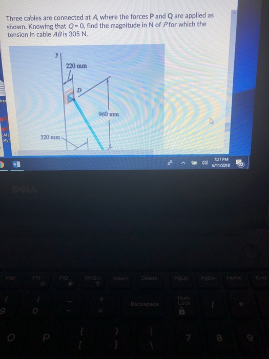 Solved Three cables are connected at A, where the forces P | Chegg.com