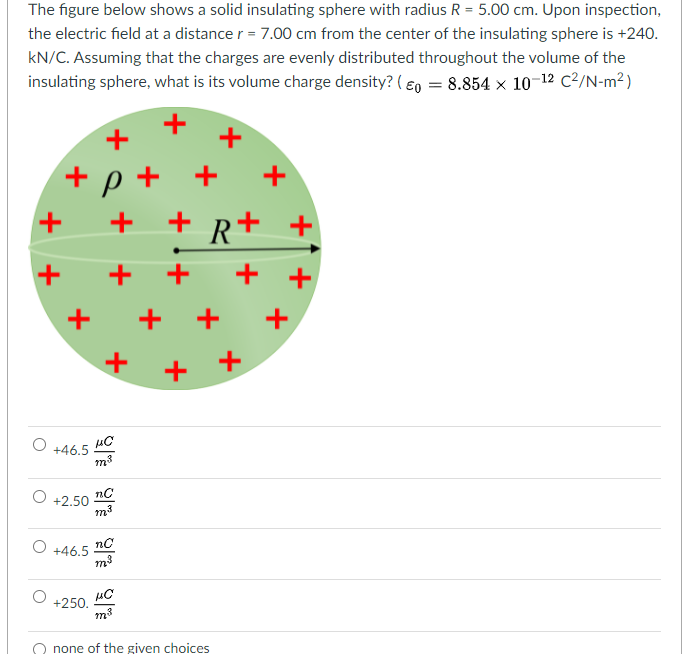 Solved The Figure Below Shows A Solid Insulating Sphere With | Chegg.com