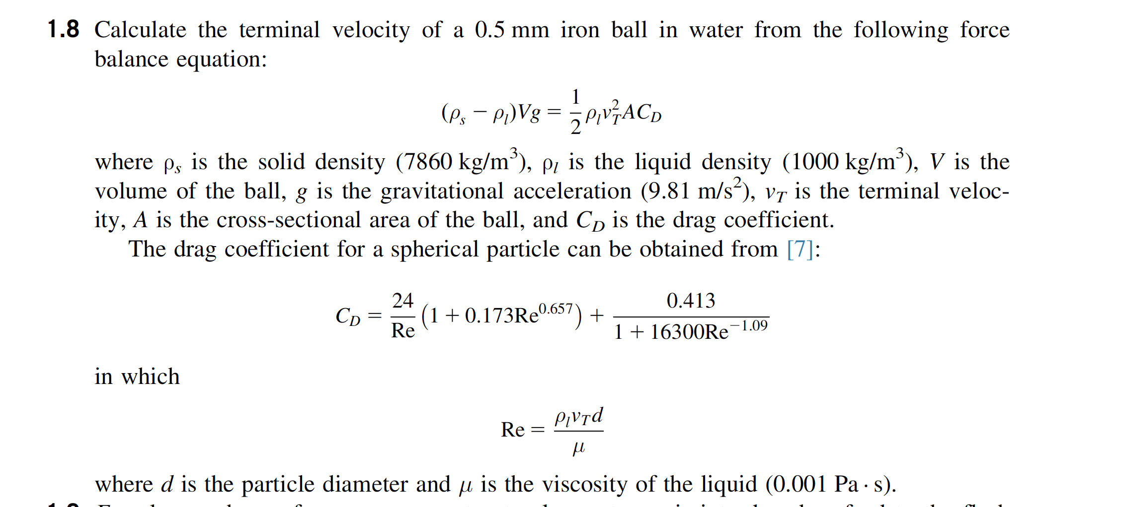 Terminal Velocity Equation