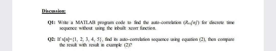 Solved Discussion: Q1: Write a MATLAB program code to find | Chegg.com