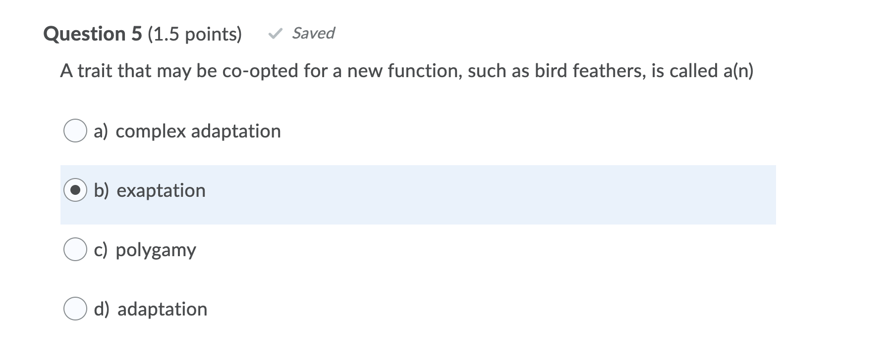 Solved Question 5 (1.5 Points) Saved A Trait That May Be | Chegg.com