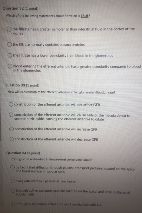 Solved Question 32 (1 point) Which of the following | Chegg.com