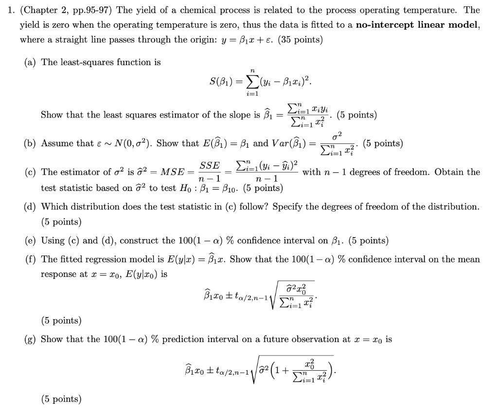 Solved 1. (Chapter 2, pp.95-97) The yield of a chemical | Chegg.com