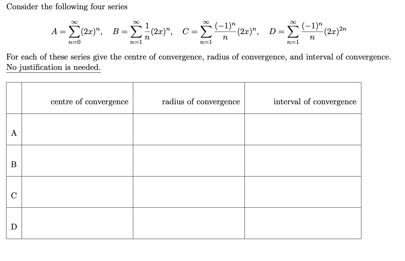 Solved Consider The Following Four Series A Z 2 1 B Chegg Com