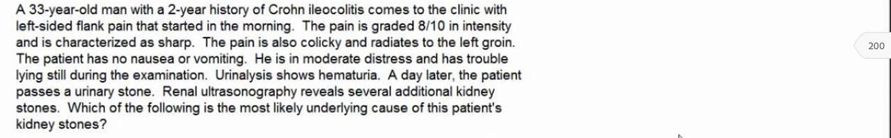 Solved 200 A 33-year-old man with a 2-year history of Crohn | Chegg.com