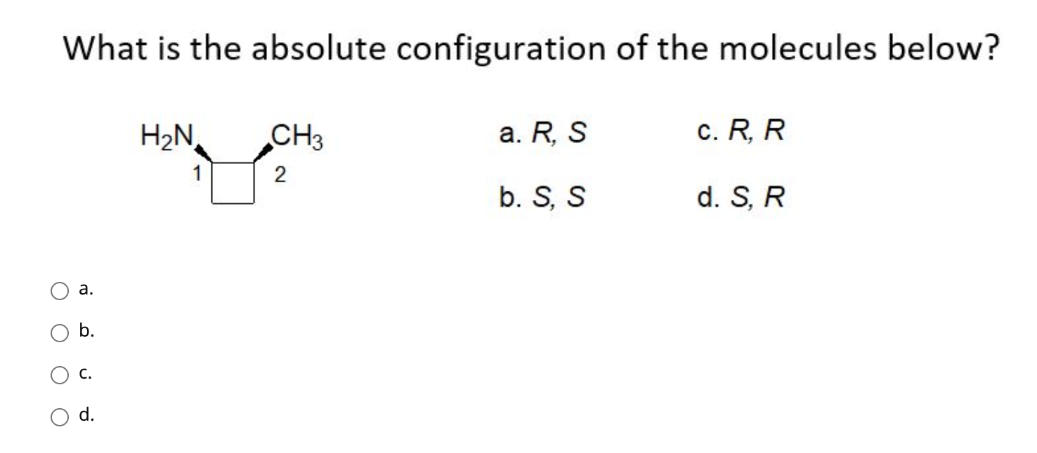 Solved What is the absolute configuration of the molecules | Chegg.com