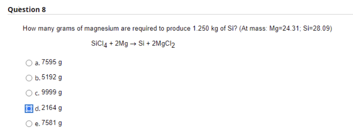 Solved Question 8 How many grams of magnesium are required | Chegg.com
