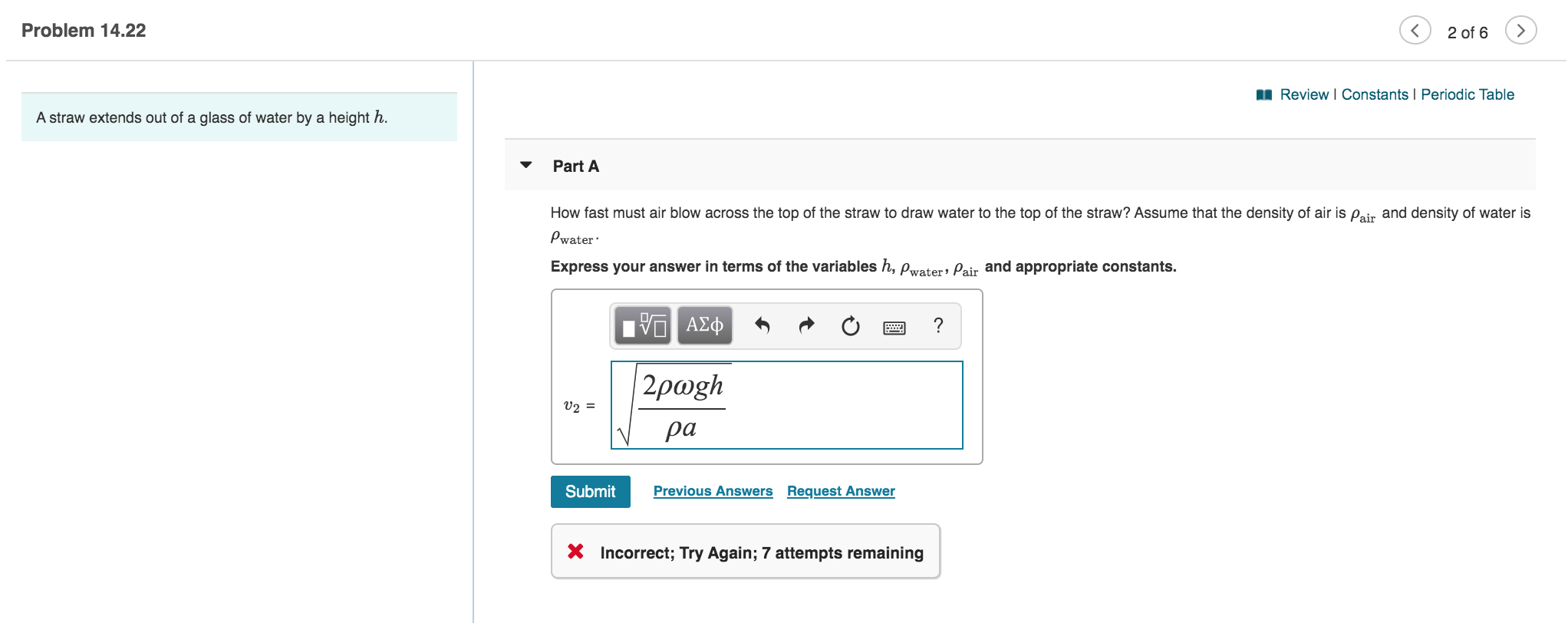 Solved Problem 14.22 ③ 2 of 6 n Review | Constants 1 | Chegg.com