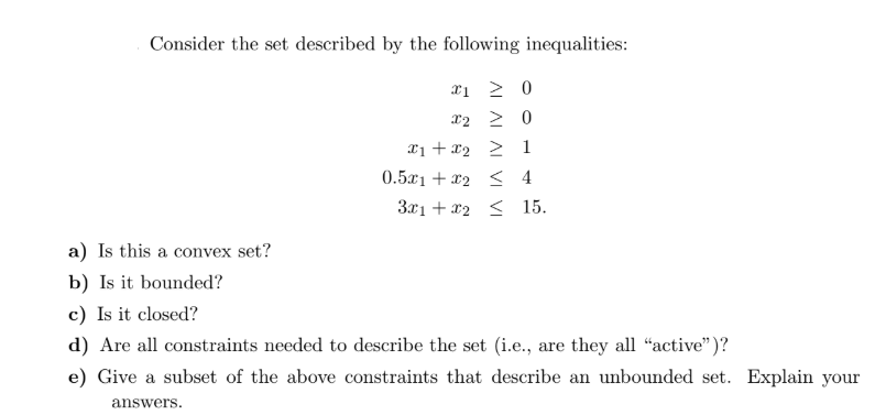 Solved Consider the set described by the following | Chegg.com