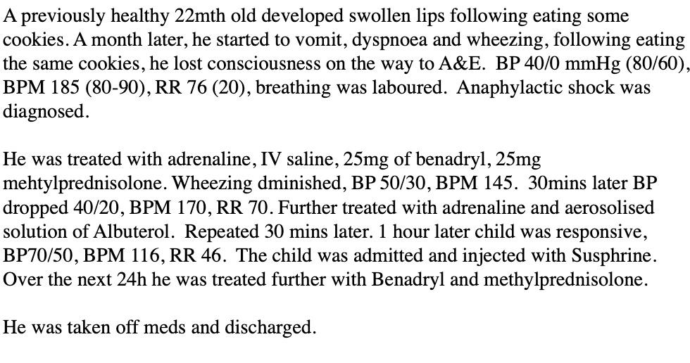 Solved A previously healthy 22mth old developed swollen lips | Chegg.com