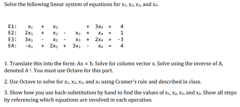 Solved Solve the following linear system of equations for | Chegg.com