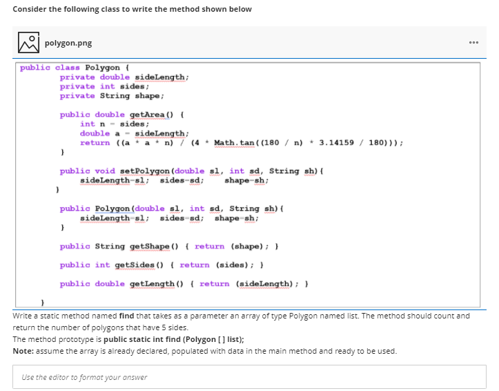 Solved Consider the following class to write the method | Chegg.com
