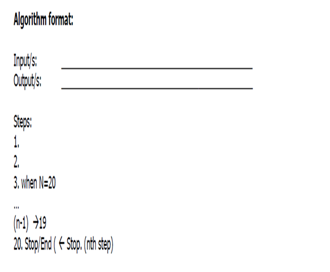 Solved Algorithm format Input/s Output/s Steps : 1. 2. 3. | Chegg.com