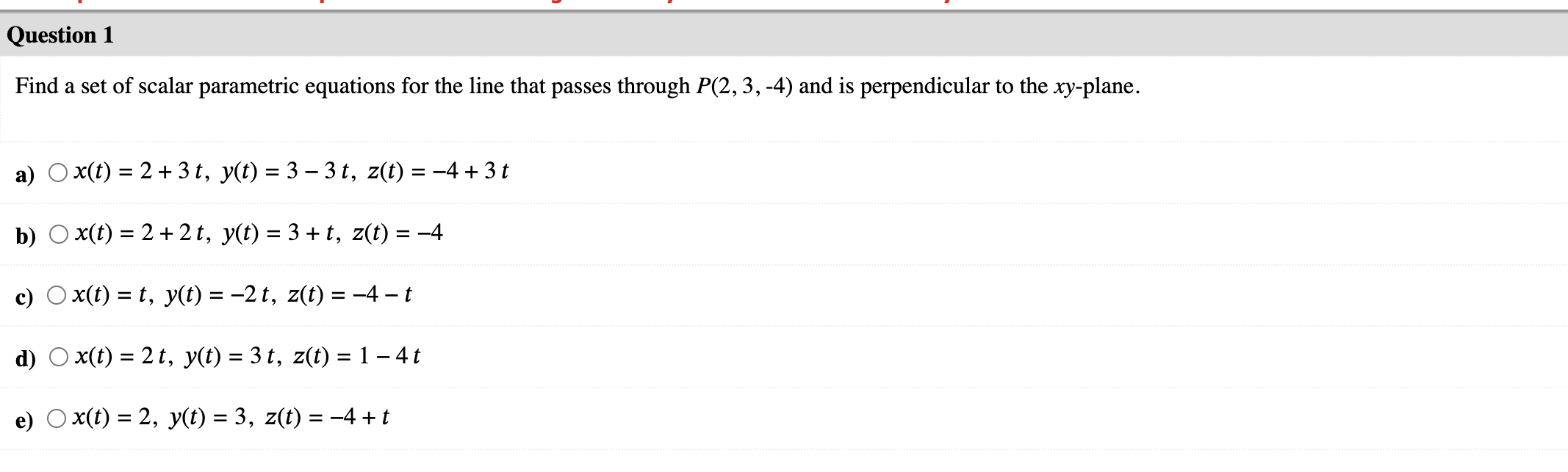 Solved Find A Set Of Scalar Parametric Equations For The