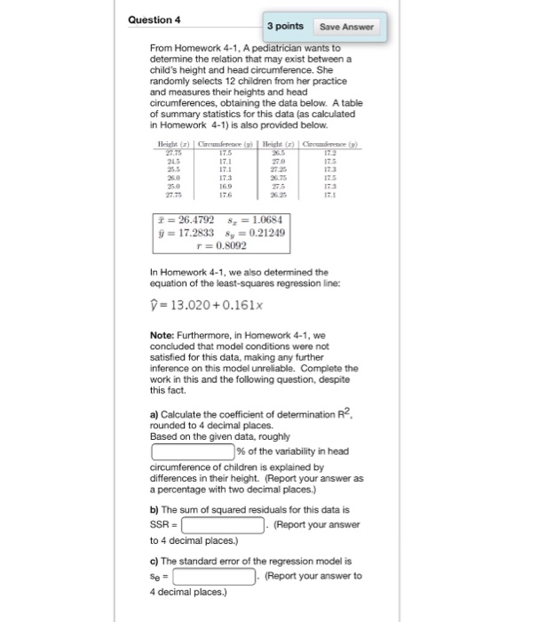 Solved Question 4 3 points Save Answer From Homework 4-1. A | Chegg.com