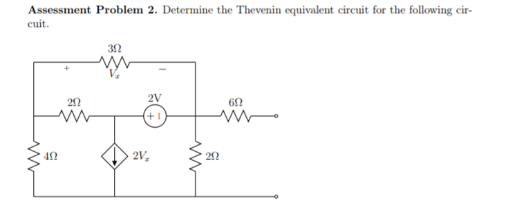 Solved Assessment Problem 2 Determine The Thevenin Chegg