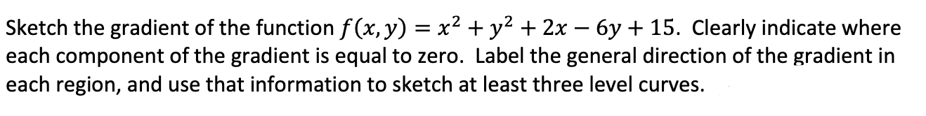 Solved Sketch the gradient of the function f(x, y) = x2 + y2 | Chegg.com