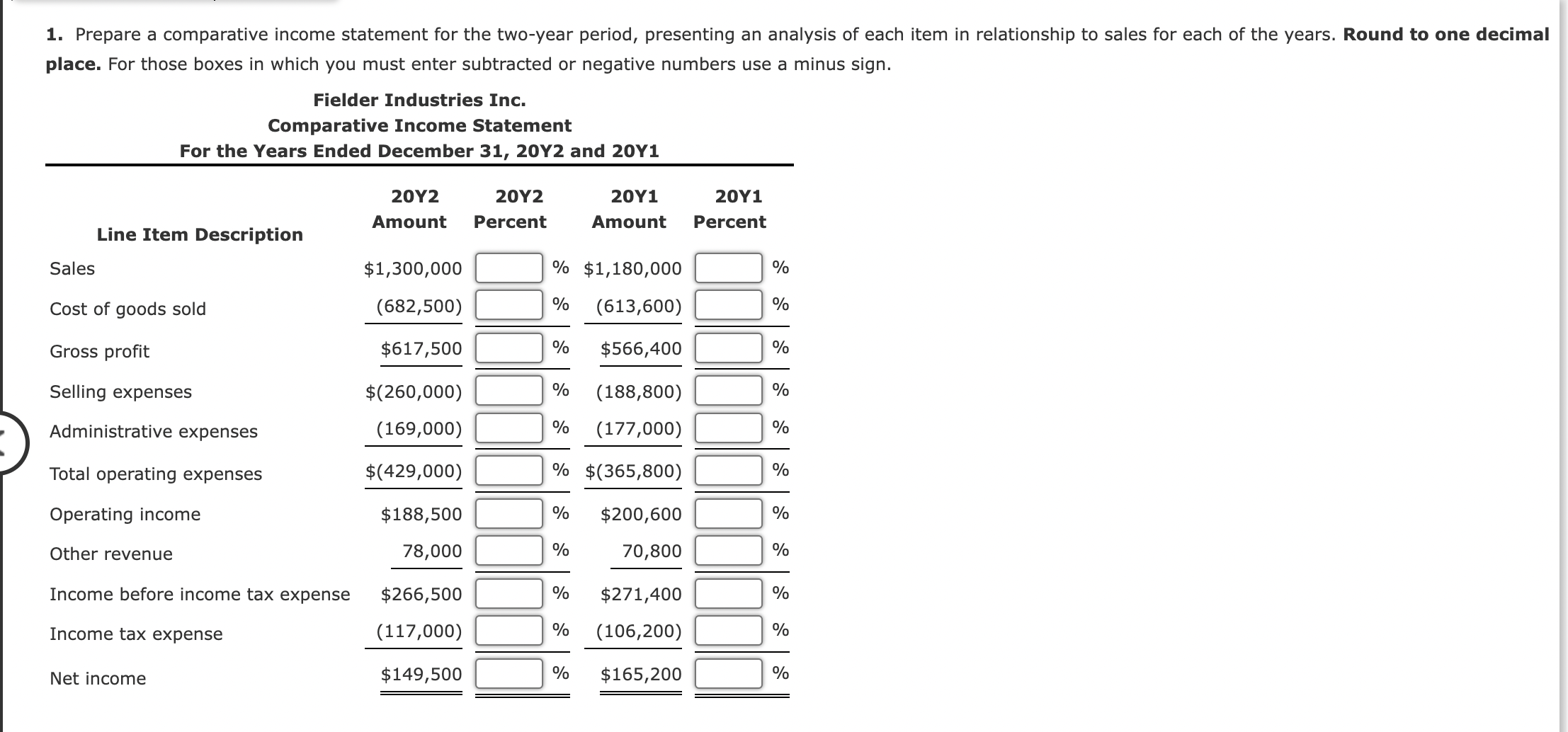 Solved Vertical analysis of income statement For 20Y2, | Chegg.com